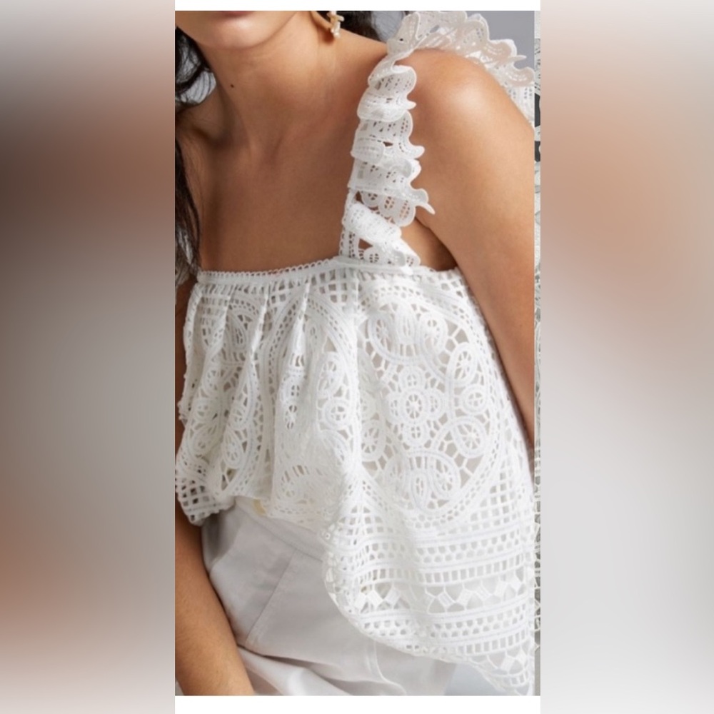 Anthropologie Eri & Ali Ruffled Lace Tank- Sz Small